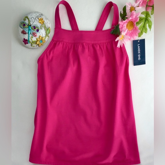 NEW Land’s End Hot Pink Strappy Girls Tank Sleeveless Top Size 14 Large - Picture 3 of 7